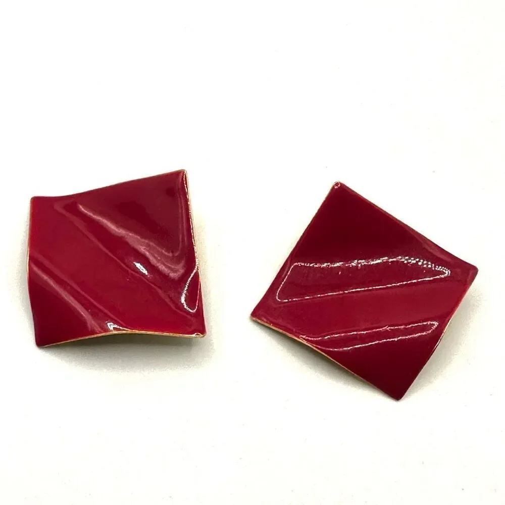 Pink square statement earrings